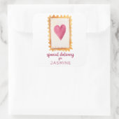 かわいい赤いハートスタンプ特別配送バレンタイン スクエアシール (バッグ)