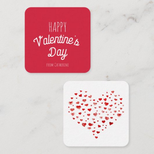 かわいい赤いハートハッピーバレンタインデー ノートカード (正面/裏面)
