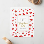 かわいい赤いハートハッピーバレンタインデー ノートカード (正面/裏面インサイチュ)