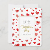 かわいい赤いハートハッピーバレンタインデー ノートカード (正面)