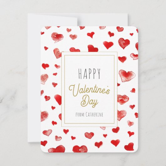 かわいい赤いハートハッピーバレンタインデー ノートカード (正面)