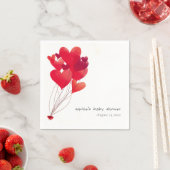 かわいい赤いハートバルーン甘い赤ちゃんシャワー スタンダードカクテルナプキン (インサイチュ)