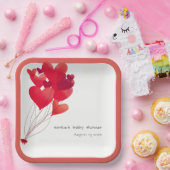 かわいい赤いハートバルーン甘い赤ちゃんシャワー ペーパープレート (パーティー)