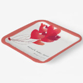 かわいい赤いハートバルーン甘い赤ちゃんシャワー ペーパープレート (傾斜あり)