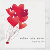 かわいい赤いハートバルーン甘い赤ちゃんシャワー ワインラベル (シングルラベル)