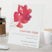 かわいい赤いハートバルーン誕生日カスタムパーティー 台座サイン (インサイチュ)
