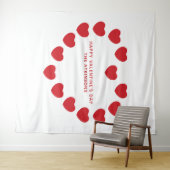 かわいい赤いハートバレンタインデーパーティー背景 タペストリー (インサイチュ(横))