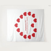 かわいい赤いハートバレンタインデーパーティー背景 タペストリー (正面(横))