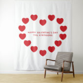 かわいい赤いハートバレンタインデーパーティー背景 タペストリー (インサイチュ)
