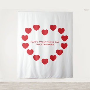 かわいい赤いハートバレンタインデーパーティー背景 タペストリー