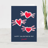 かわいい赤いハートバレンタインデーホリデーカード シーズンカード (正面)