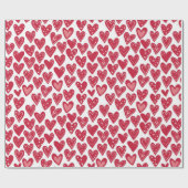かわいい赤いハートバレンタインパターン ラッピングペーパー (フラット)