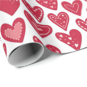 かわいい赤いハートバレンタインパターン ラッピングペーパー (ロールコーナー)