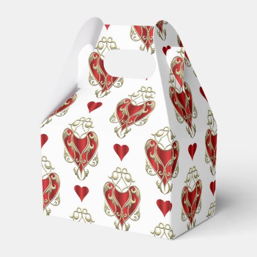かわいい赤いハートバレンタインパーティー フェイバーボックス (裏面サイド)
