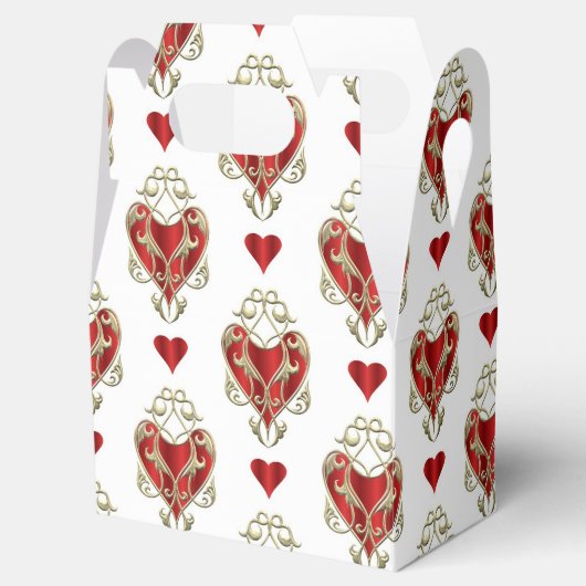 かわいい赤いハートバレンタインパーティー フェイバーボックス (オープン)