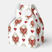 かわいい赤いハートバレンタインパーティー フェイバーボックス (正面サイド)