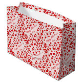 かわいい赤いハートパターンハッピーバレンタインデー ラージペーパーバッグ (裏面アングル)