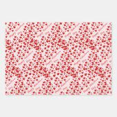 かわいい赤いハートパターンバレンタインデーのセット3 ラッピングペーパーシート (正面3)