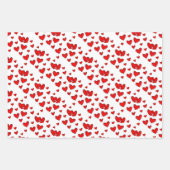 かわいい赤いハートパターンバレンタインデーのセット3 ラッピングペーパーシート (正面2)