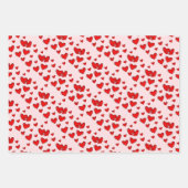 かわいい赤いハートパターンバレンタインデーのセット3 ラッピングペーパーシート (正面)