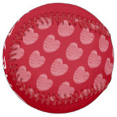 かわいい赤いハートパターン名 ソフトボール (正面左)