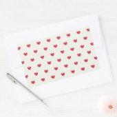 かわいい赤いハートパターン 長方形シール (封筒)