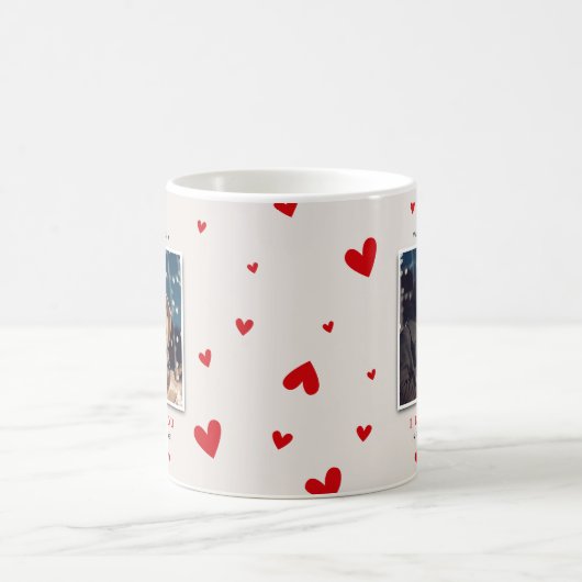 かわいい赤いハートフォトバレンタイン コーヒーマグカップ (中央)