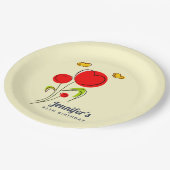 かわいい赤いハートフラワーズイラストレーション誕生日 ペーパープレート (アングル)