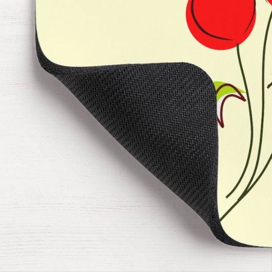 かわいい赤いハートフラワーズイラストレーション マウスパッド (コーナー)