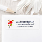 かわいい赤いハートフラワーズイラストレーション ラベル (インサイチュ)