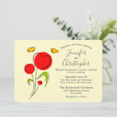 かわいい赤いハートフラワーズ結婚イラストレーション 招待状 (スタンド正面)