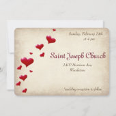 かわいい赤いハートプリント結婚式招待状 招待状 (裏面)