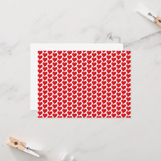 かわいい赤いハートモダン柄バレンタインデー カード (正面/裏面インサイチュ)