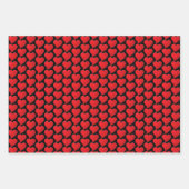 かわいい赤いハートモダン柄バレンタインデー ラッピングペーパーシート (正面3)