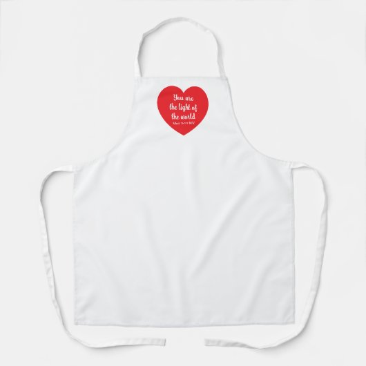 かわいい赤いハートライトオブザワールドホワイト エプロン (正面)