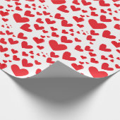かわいい赤いハートラブパターンバレンタイン ラッピングペーパー (角)