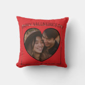 かわいい赤いハート写真とバレンタイン文字 クッション (正面)