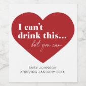 かわいい赤いハート妊娠告知ワインラベル ワインラベル (シングルラベル)