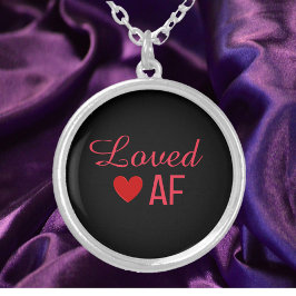 かわいい赤いハート愛AF シルバープレートネックレス