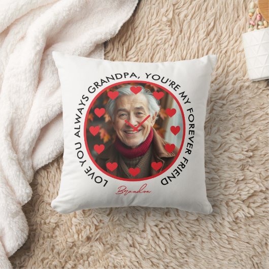 かわいい赤いハート時計は祖父母を愛する写真 クッション (ブランケット)