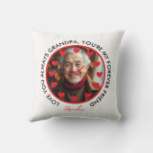 かわいい赤いハート時計は祖父母を愛する写真 クッション (裏面)