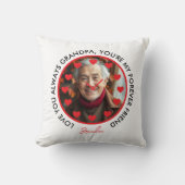 かわいい赤いハート時計は祖父母を愛する写真 クッション (正面)