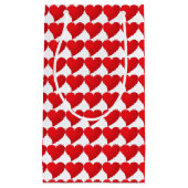 かわいい赤いハート柄バレンタインデー スモールペーパーバッグ (正面)