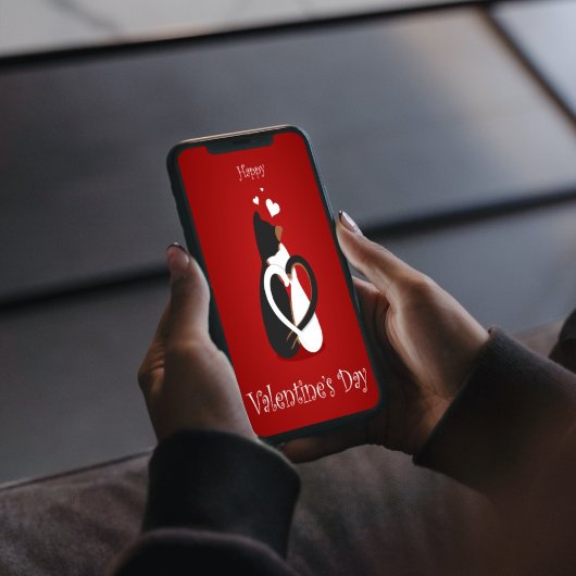 かわいい赤いハート猫ハッピーバレンタインデイカード シーズンカード