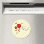 かわいい赤いハート花イラストレーションありがとう マグネット (インサイチュ (食洗機))