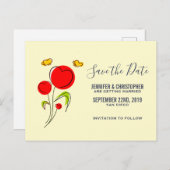 かわいい赤いハート花イラストレーション保存日 ポストカード (正面/裏面)