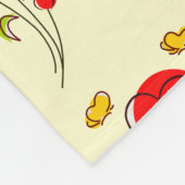 かわいい赤いハート花イラストレーション模様 フリースブランケット (角)