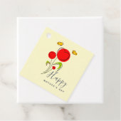 かわいい赤いハート花イラストレーション母の日 フェイバータグ (インサイチュ)