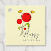 かわいい赤いハート花イラストレーション母の日 フェイバータグ (正面)