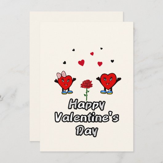 かわいい赤いハート シーズンカード (正面/裏面)